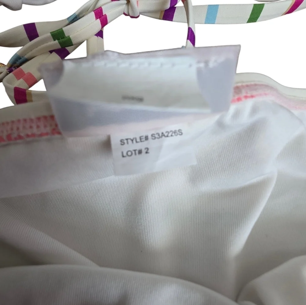 NWT Kate Spade Party Stripe Triangle Bikini Two Piece Swimsuit Sz Large S3A226S